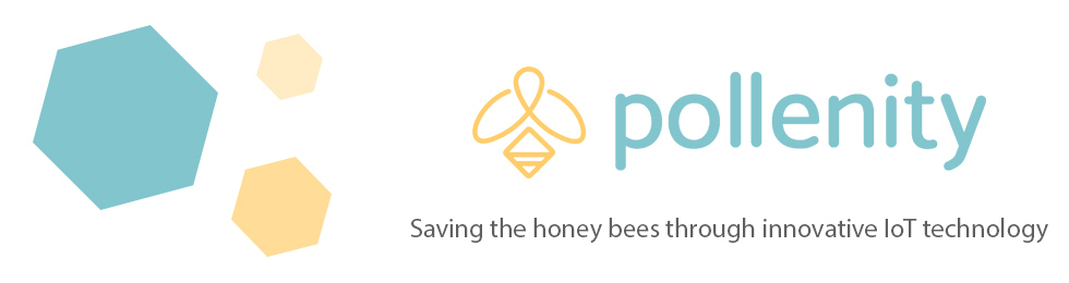 Bee and beehive symbols with Pollenity logo graphic